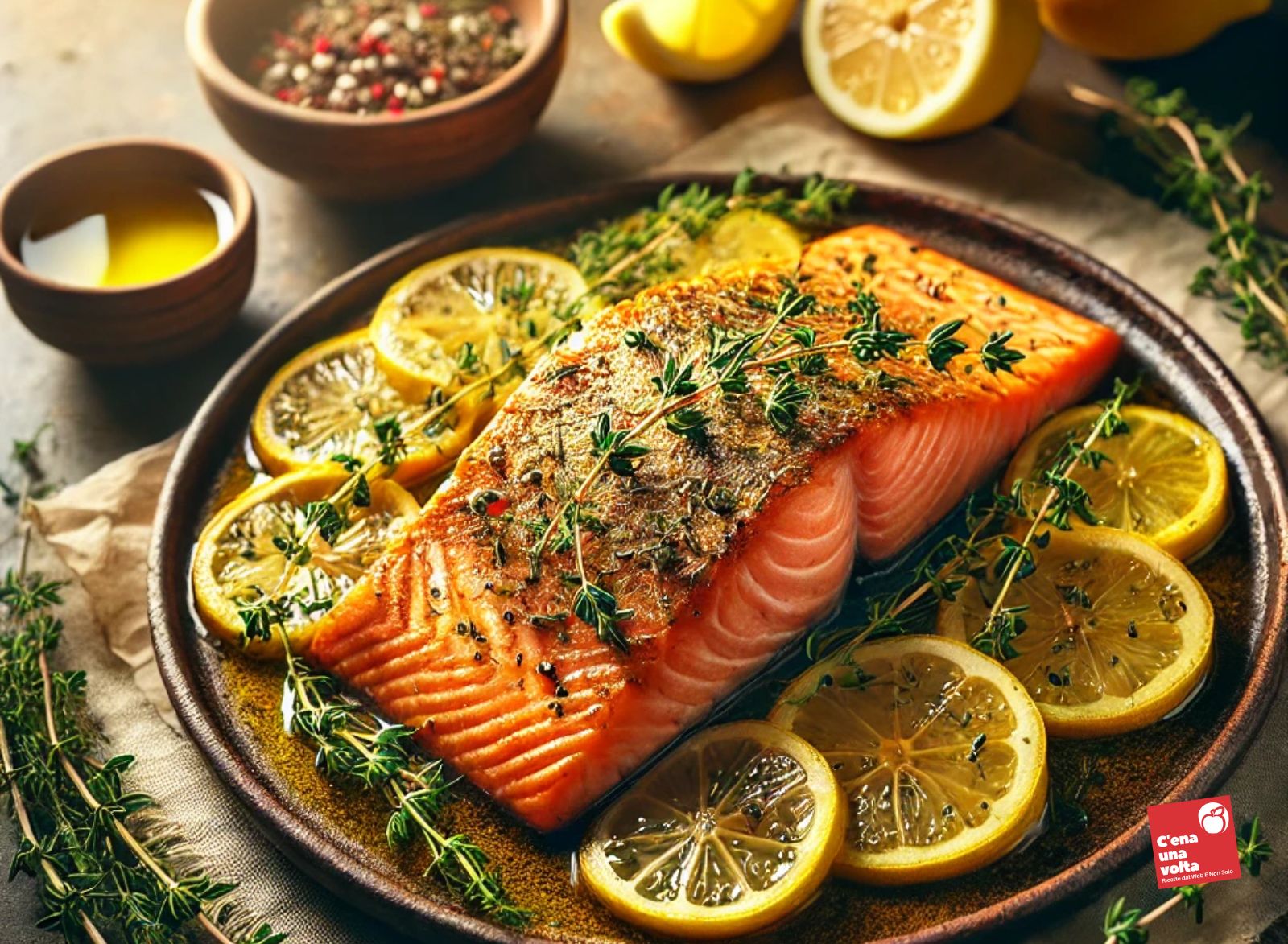 Filetto di Salmone al Forno con Limone e Timo ricette per rafforzare il sistema immunitario, idee, alimenti e consigli c'ena una volta