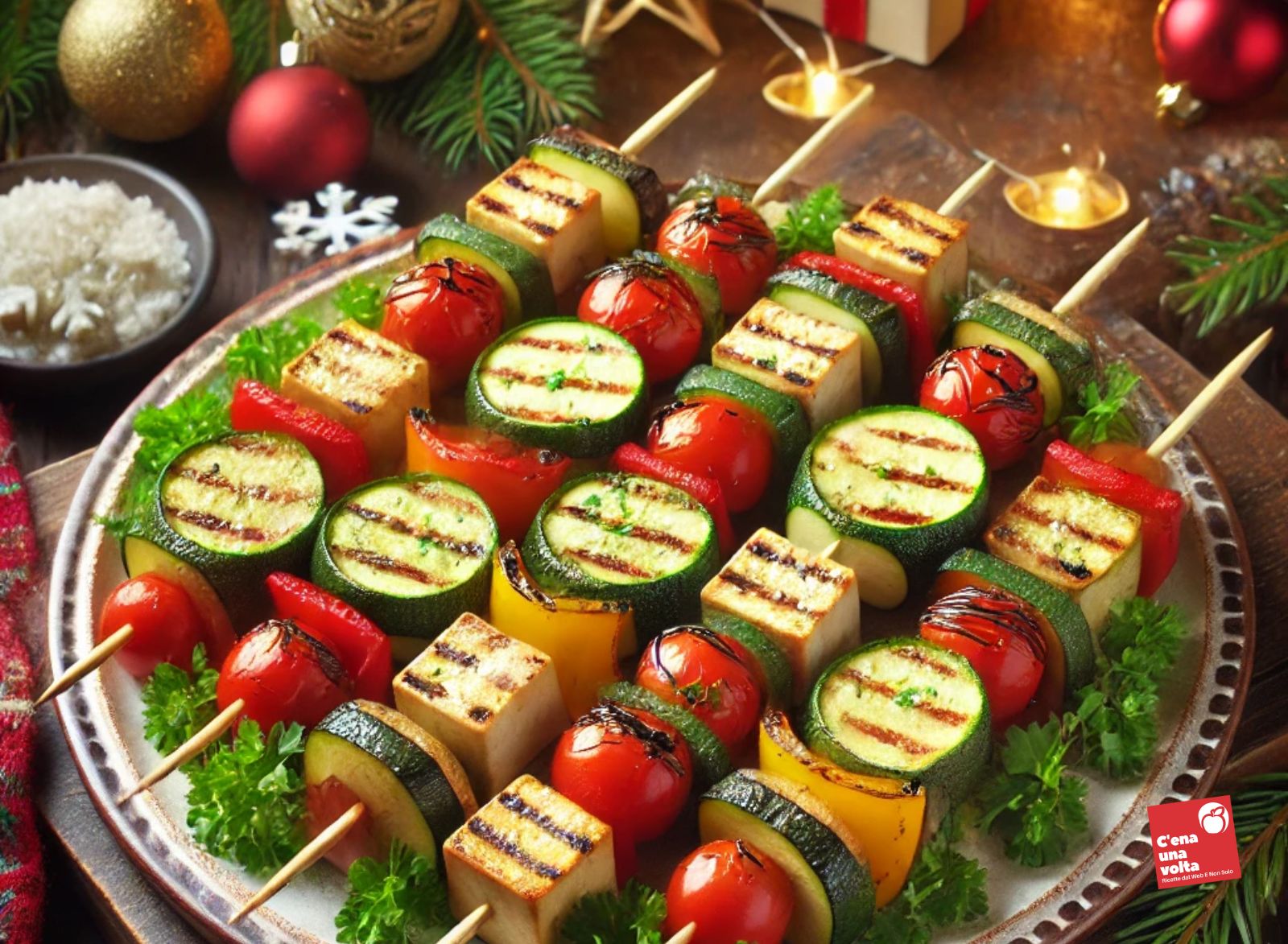 Mini Spiedini di Verdure e Tofu Marinato antipasti natalizi light e FIT, idee, ricette e abbinamenti per dicembre C'ena una volta