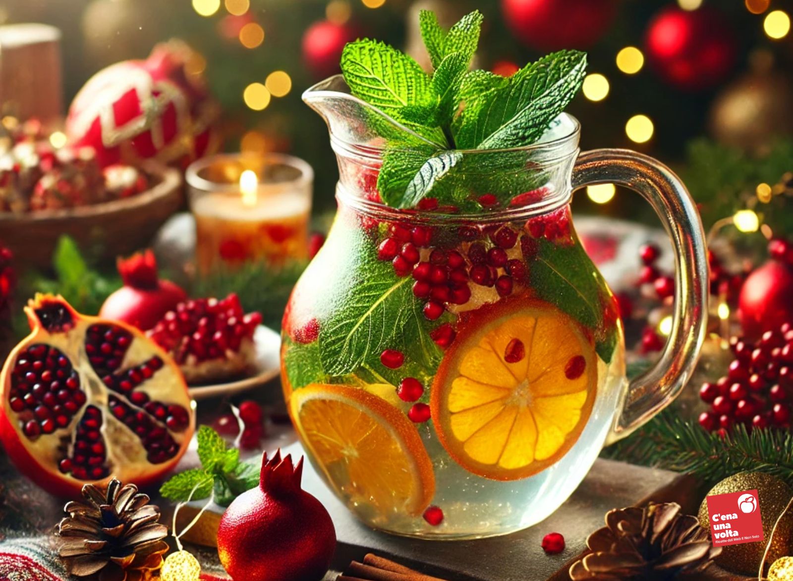 acqua aromatizzata all'arancia e melograno consigli per un Natale sano, ricette, suggerimenti e strategie natalizie c'ena una volta