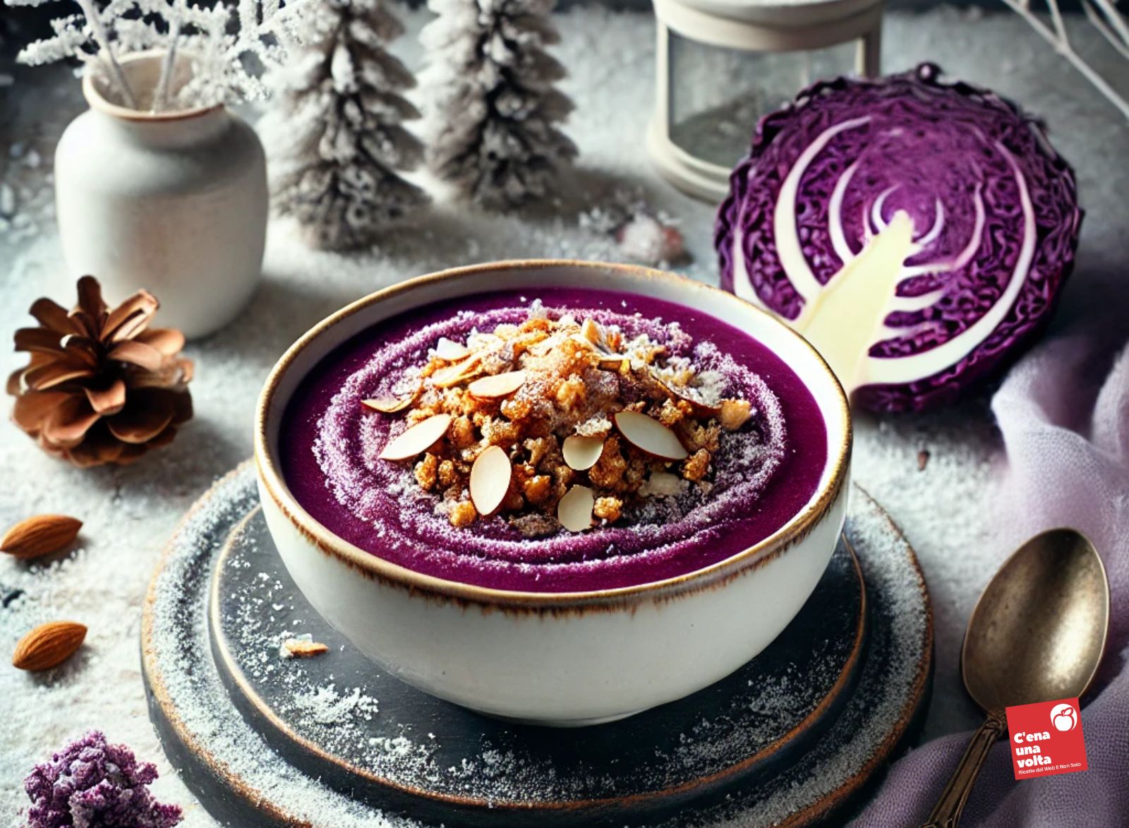 vellutata di cavolo viola con crumble di mandorle antipasti di gennaio, idee, ricette e abbinamenti FIT e light c'ena una volta
